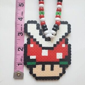 Piranha Plant Mushroom Perler Necklace